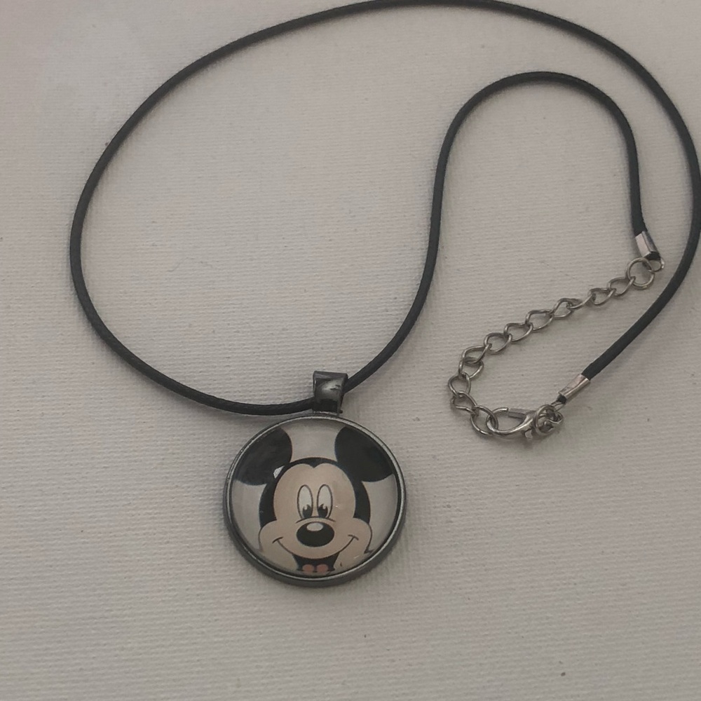 Kids Black Mickey Mouse Pendant Necklace